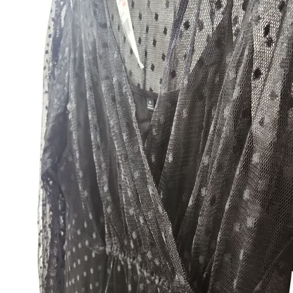 Cabi Theater Dress Black w Polka Dot Lace overlay Size Medium NWT Retail $169 - Picture 10 of 16